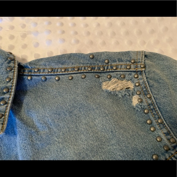 NWT FREE PEOPLE Cotton Studded Denim Jacket XS - Picture 11 of 14